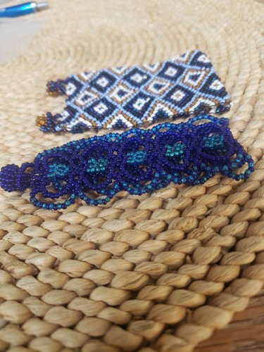 Handmade Glass Beaded Bracelets 2 In Lot 7" - Picture 3 of 5