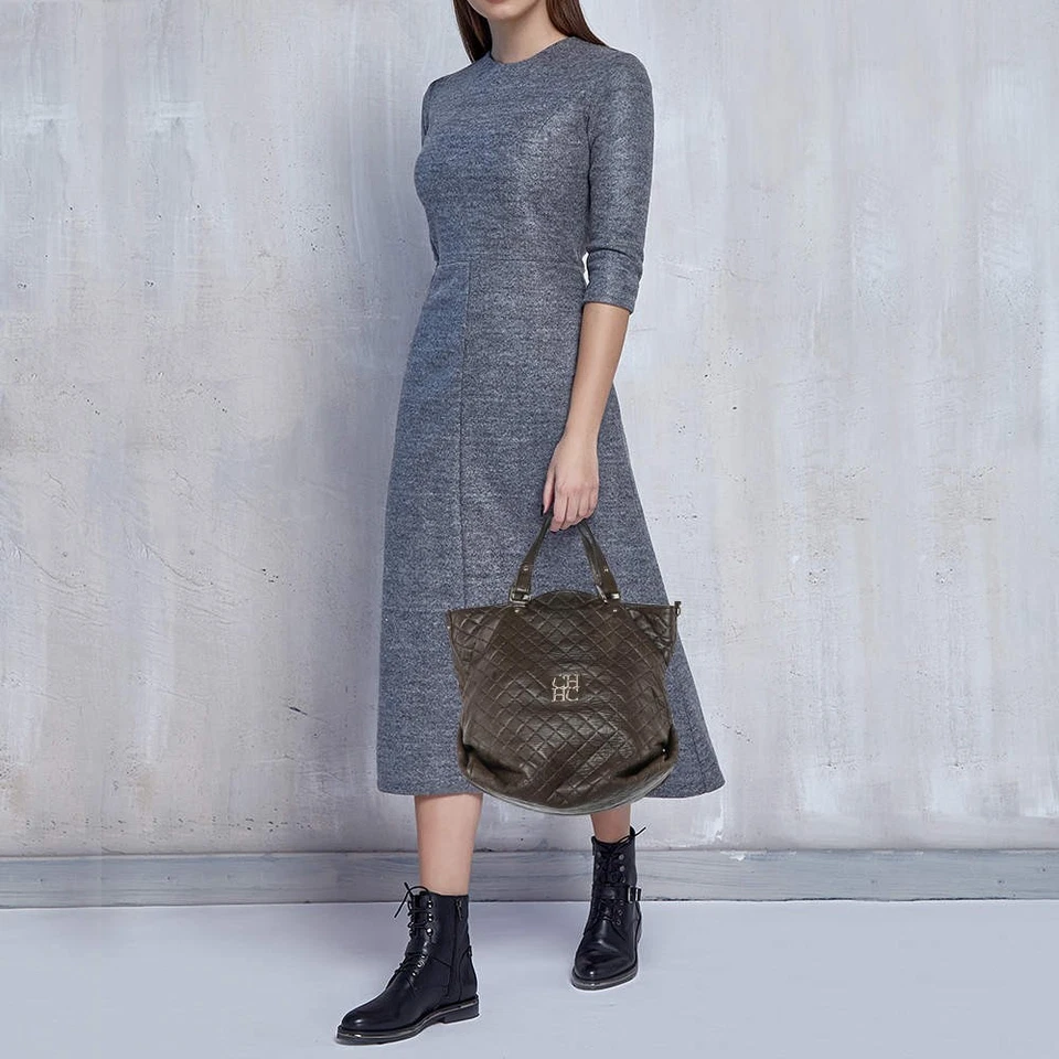 Bolso de Mano Carolina Herrera Cuero Acolchado Marrón Foto 2 de 4