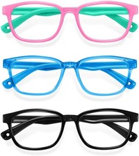 Okany Blue Light Glasses for Kids Kids, Black Transparent Pink Green