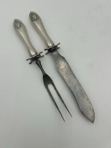Mount Vernon By "Lunt" Sterling Silver Handle Steak Carving Set Nice Condition
