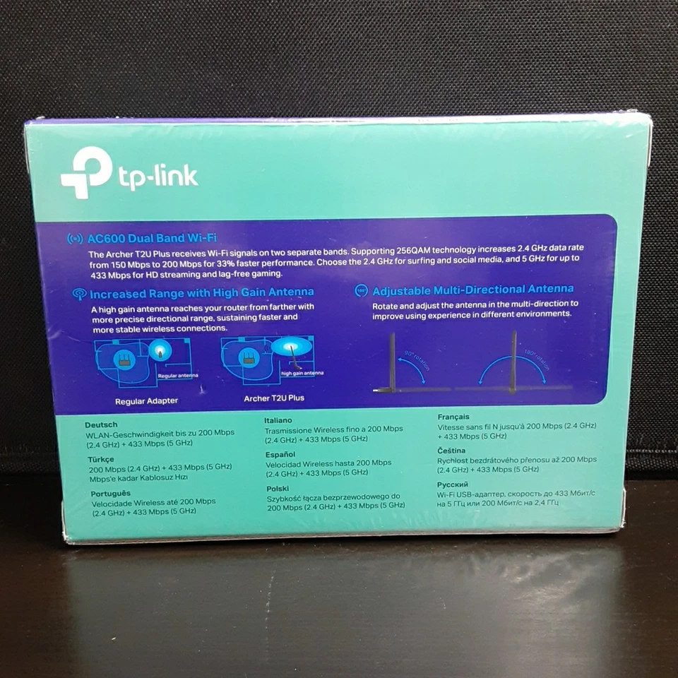 TP-Link Archer T2U Plus High Gain Wireless Dual Band USB Adapter PC and Mac Comp - Image 2 of 4