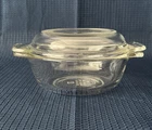 Vintage Anchor Hocking Casserole Dish 12 Oz #1072 Clear Glass Baking Dish w Lid