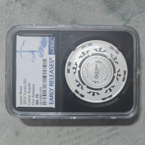 2023 TUVALU SILVER 1OZ JAMES BOND CASINO ROYALE COIN NGC MS70