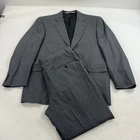 Burberry London Gray Striped Wool Suit 46 S Pants 37x30 Cuffed Pleated