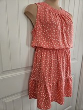 Vince Camuto Coral Blouson Dress Smocked Ditsy Pattern Sz 2X Fluttering Elastic