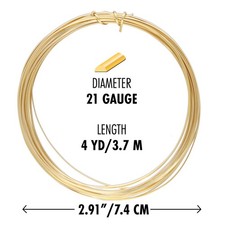 Wire, Bead Smith Gold 1/2 Round Non Tarnish 21 Gauge Wrapping Wire 4 Yards