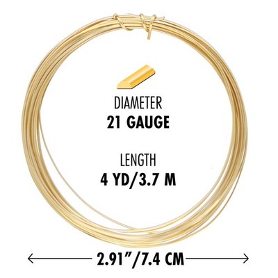 Wire, Bead Smith Gold 1/2 Round Non Tarnish 21 Gauge Wrapping Wire 4 Yards 