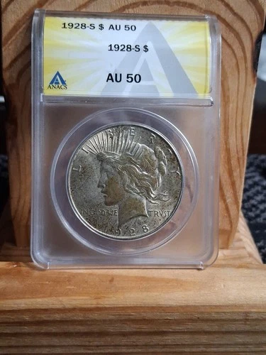 1928 S Peace Silver Dollar ANACS Certified AU50