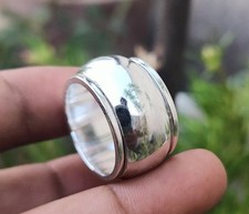 Solid 925 Sterling Silver Spinner Thumb Worry Meditation Fidget Wide Band Ring