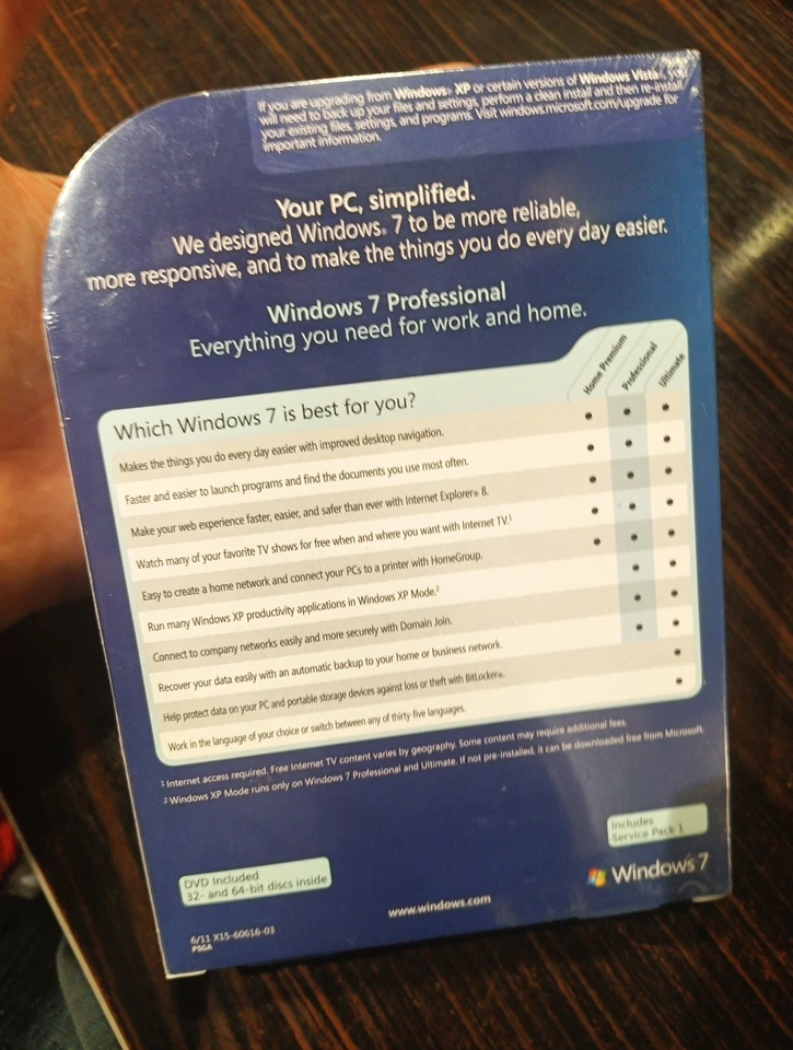 Microsoft Windows 7 Professional Full 32 & 64 Bit DVD Retail NEW-SEALED - Image 2 of 4