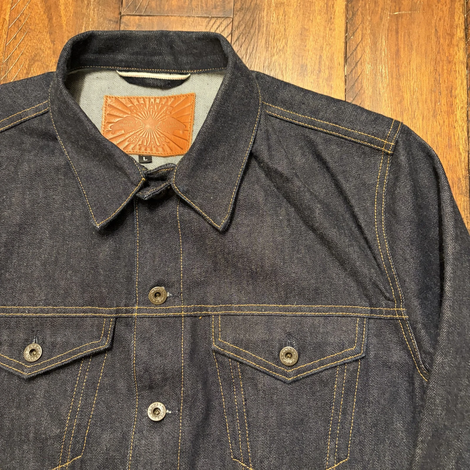 Brave Star Selvage Jacket Mens Large Blue Denim Ironside Selvedge USA Workwear image 4