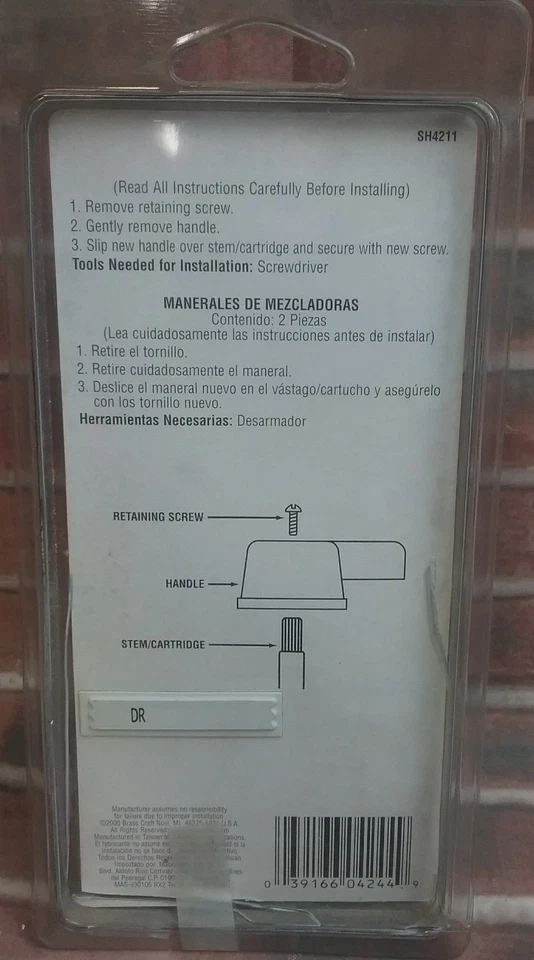 MANGO DE BAÑERA CROMADO ARTESANAL DE LATÓN, BROCHE DE LATÓN CENTRAL CALIENTE C, SH4211 Foto 2 de 2