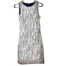 J. Crew Italian Tweed Sheath Midi Dress Navy White Style C8994 Women's Size 00