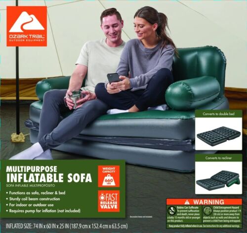 Divano gonfiabile ad aria 5 in 1 pieghevole doppio 74" x 60" x 25" robusto casa - Foto 2 di 7