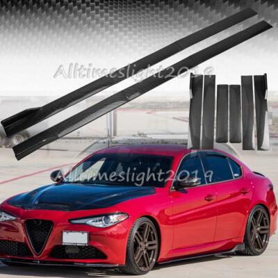 For Alfa Romeo Giulia 2017-2023 Side Skirt Extension Panel Lip Splitter Carbon