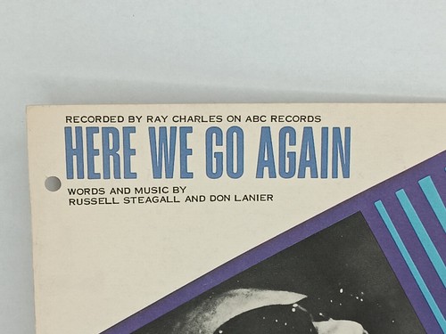 Here We Go Again 1967 Sheet Music Russell Steagall Don Lanier Ray Charles Cover - Picture 3 of 11
