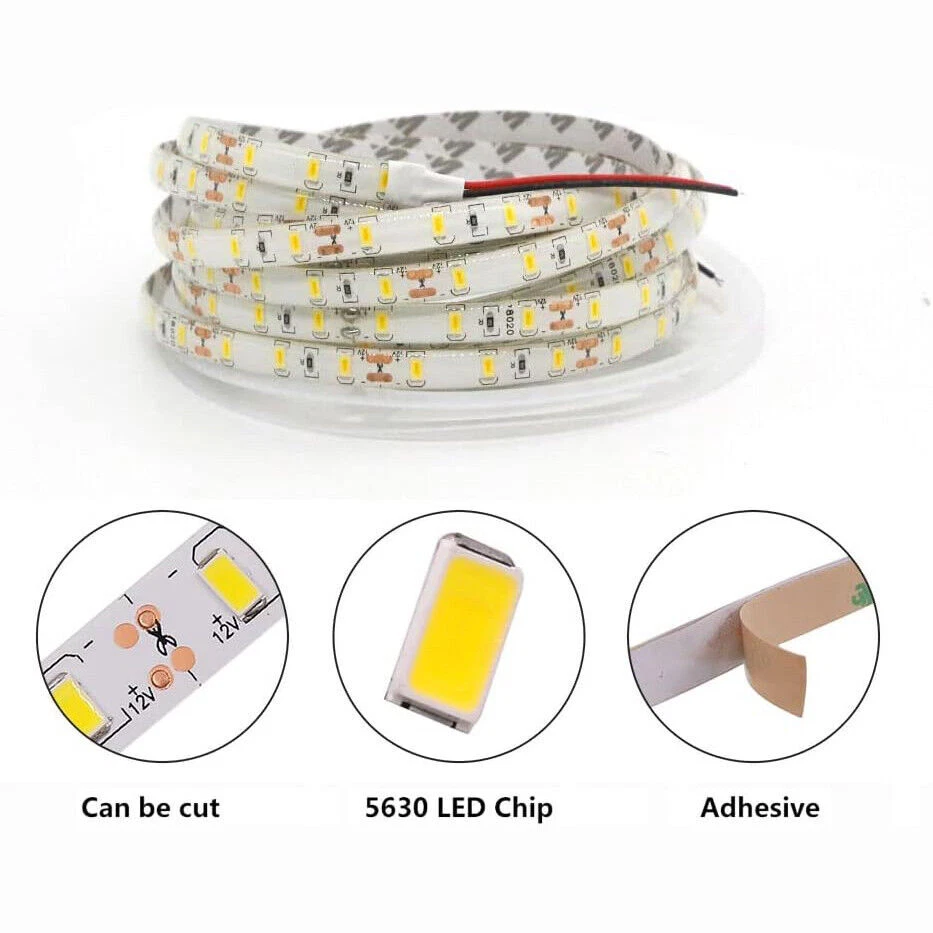 16FT 12V 300 LEDs 5630 Super Bright LED Strip Lights Flexible Cuttable Tape Lamp - Image 3 of 4