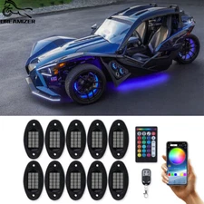 For Polaris Slingshot Super Bright 10 Pods LED Rock Light Neon Music Underglow