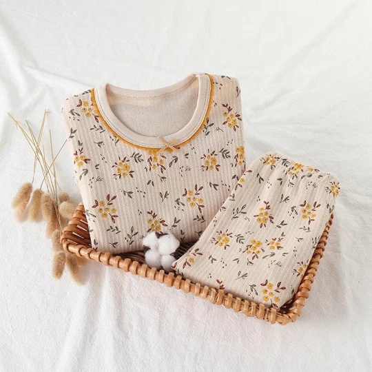 Pijama de algodón para niños 100 % algodón floral para niñas pijama ultrasuave - ENVÍO GRATUITO Foto 3 de 4