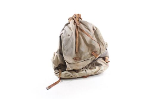 Ancien sac à dos de randonnée sac à dos tissu sac randonneur alpiniste cadre métallique - Photo 1/24