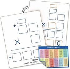 2 Pack Dry Erase Long Multiplication Board 9"x12" Double Sided Practice White...