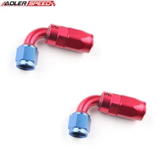 US 2PCS AN6 -6AN 90 Degree Swivel Hose End Fuel Line Fitting Adapter Red/Blue