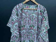 Indian Vintage 100% Cotton Long Beach Maxi Kaftan Dress One Size Caftan Kimono