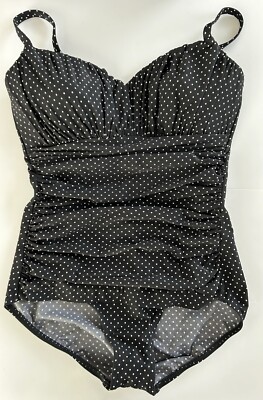 Miraclesuit Pinpoint Polka Dot Rialto Cup Onepiece Slimming Swimsuit 16DD Black