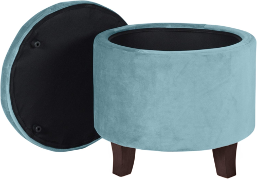 Home Decor | Upholstered Round Velvet Tufted Foot Rest Ottoman | Ottoman with... - Picture 6 of 11