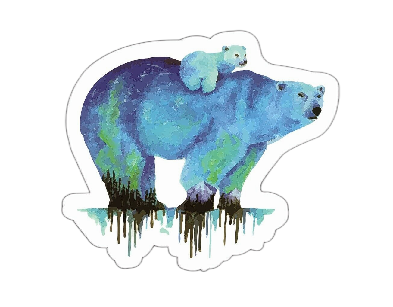 Polar Bear Cub Mother Sticker Decal