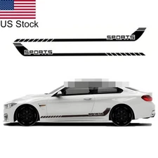 2x 68" Black Side Body Skirt Decal Racing Style SPORTS Hockey Vinyl Stickers