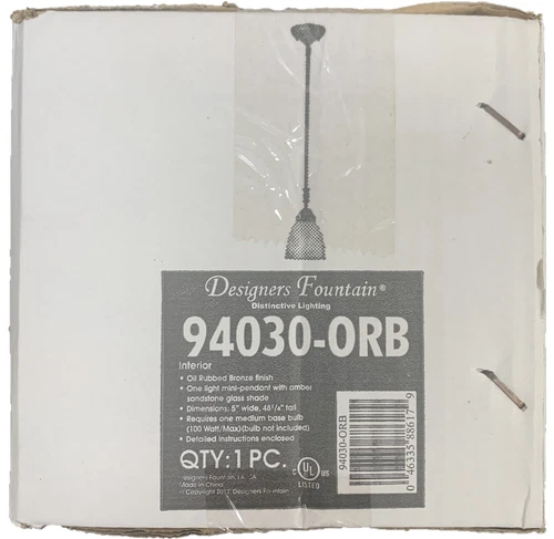 Designers Fountain 94030-ORB Apollo Light Mini-Pendant Oil Rubbed Bronze Finish - Picture 7 of 7