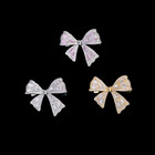Women's Pink/Clear Cubic Zirconia Cz Small Bowknot Brooch Pin