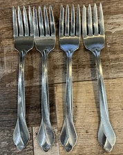 4 Oneida GLOSSY TRIBECA Salad Forks 6 5/8" Stainless Flatware Silverware USA