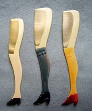 Three early 20th century novelty or combs in the shape of a boot or leg (AAJ)