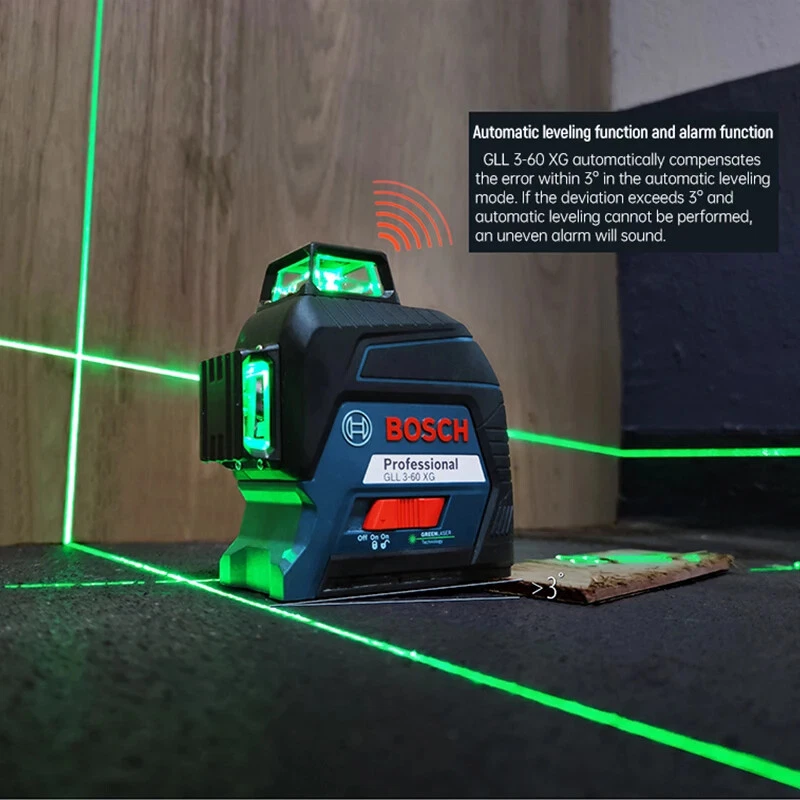 Bosch GLL3-60XG Green Cross 12Lines Laser Level Automatic Leveling & Alarm IP54 - Image 3 of 4