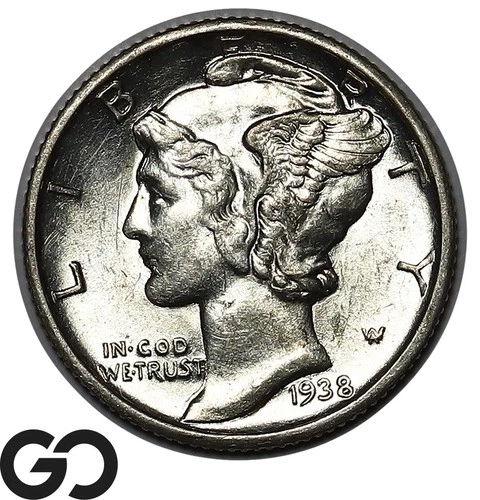 1938-D Mercury Dime, Brilliant Uncirculated++