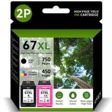 67XL XXL Black  Color Ink For HP Deskjet Plus 4152 4155 4158e Envy 6050e 6055