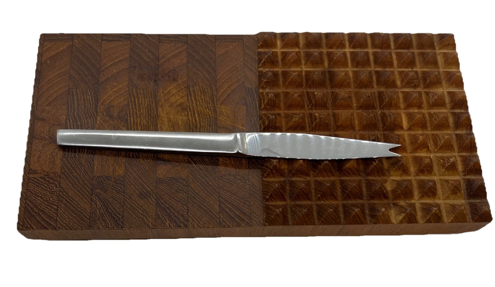 Digsmed Teakwood Meat/Cheese Tenderizer Cutting Board with Knife Vintage READ