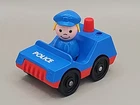 Vintage Fisher Price Little People Police Car with Blue Policeman Figure