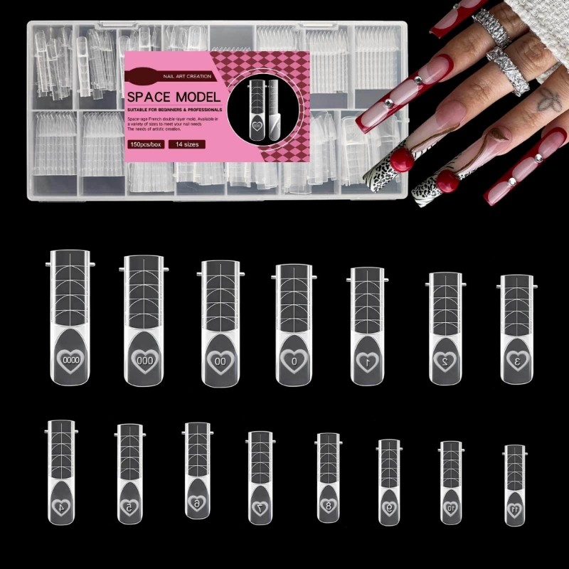 Reusable DIY Nail Art Stencils Molds Ergonomic Designs Nail Tips For ...