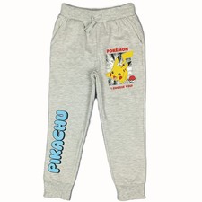 Pokemon Kids Sweatpants Size 6 Grey Pikachu Print Fleece Licenced Trackpants