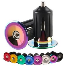 1 Pair Aluminum Bike Handlebar Ends, Iridescent Bar End Multi Color-1 Pair