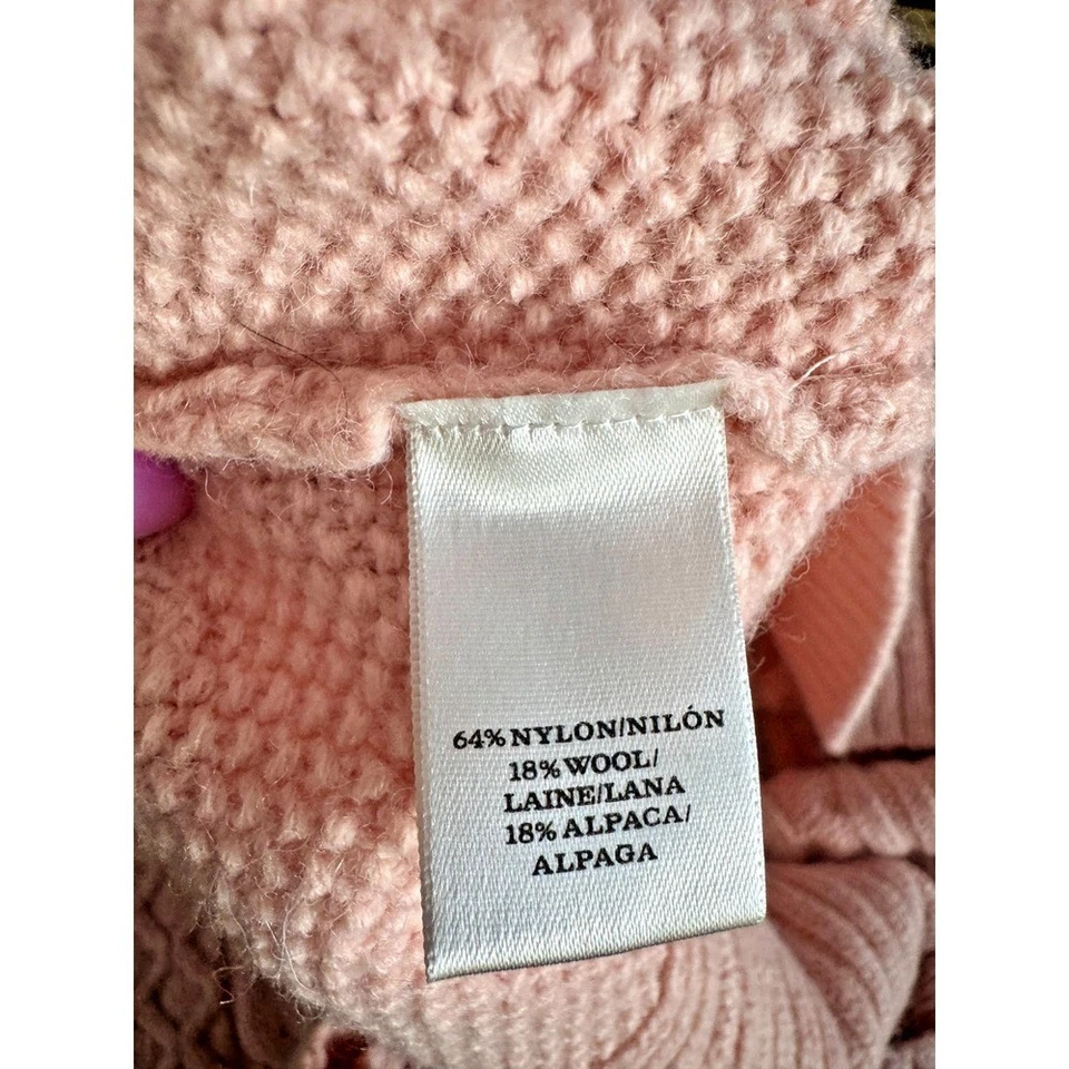 Ann Taylor женщин розовый насмешливый шеи кабель вязаный свитер размер большой шерсти альпака смесь - Изображение 4 из 4
