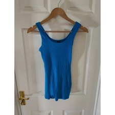 SHEIN Womens XS Blue Ribbed Stretch Bodycon Mini Dress Sleeveless