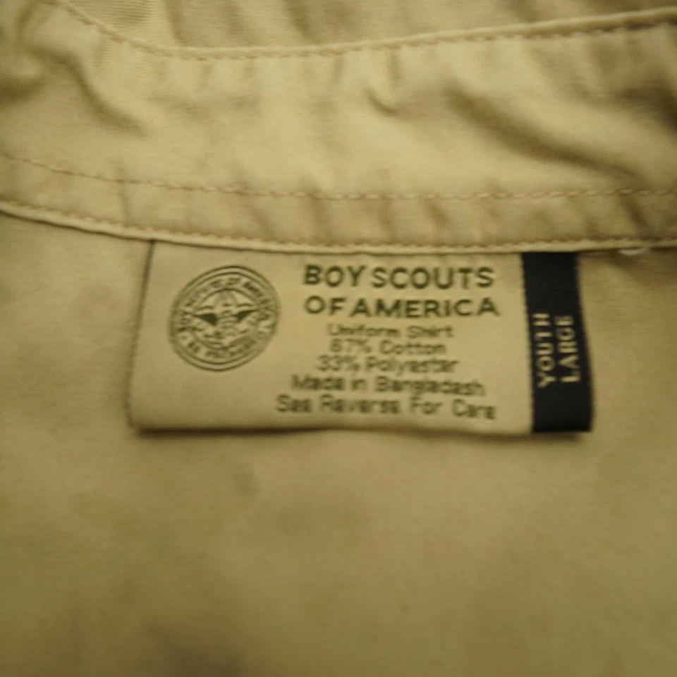 Camisa Boy Scouts of America Juvenil Grande Bronceada Manga Corta Uniforme Abotonada BSA Foto 4 de 4