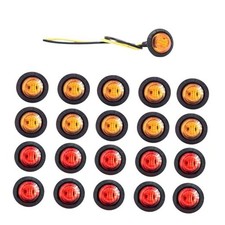 20pcs 3/4 Inch LED Marker Lights - 3rd Gen Round Mini Amber/Red Clearance