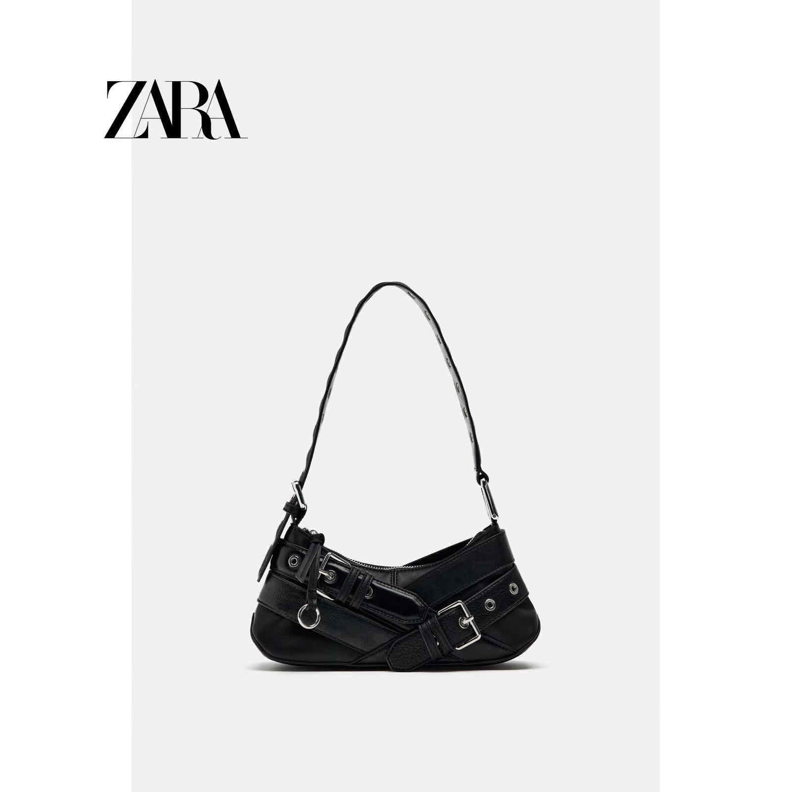 ZARA Black Belt Shoulder Underarm Crossbody Locomotive Bag for Women