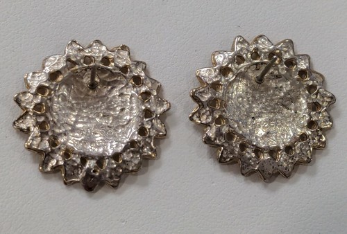 Sterling Silver 925 Floral Sunflower Etched Earrings B244 - Picture 2 of 4