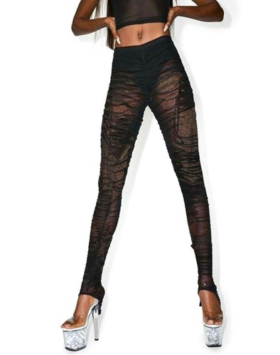 Lote de 12 Prs Leggings Transparentes Negro Flecos Mujeres Ropa de club nocturno Yoga Ajustado ceñido al cuerpo S M L - Imagen 4 de 11